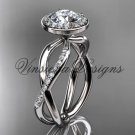 14kt white gold diamond engagement ring, "Forever One" Moissanite VD10079