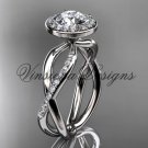 platinum diamond engagement ring, "Forever One" Moissanite VD10079 platinum diamond engagement ring, "Forever One" Moissanite VD10079