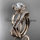 14kt rose gold diamond engagement ring, wedding band, engagement set, Moissanite VD10079S 14kt rose gold diamond engagement ring, wedding band, engagement set, Moissanite VD10079S