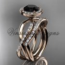14kt rose gold diamond engagement ring, wedding band, engagement set, Black Diamond VD10079S 14kt rose gold diamond engagement ring, wedding band, engagement set, Black Diamond VD10079S