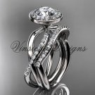 14kt white gold diamond engagement ring, wedding band, engagement set, Moissanite VD10079S 14kt white gold diamond engagement ring, wedding band, engagement set, Moissanite VD10079S