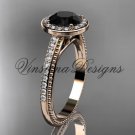 Unique 14k rose gold diamond engagement ring, Black Diamond VD10080