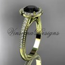 14kt yellow gold unique diamond engagement ring, Black Diamond VD10080