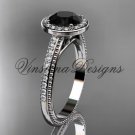 Unique 14k white gold diamond engagement ring, Black Diamond VD10080