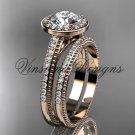 14kt rose gold unique diamond engagement ring, engagement set VD10080S