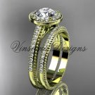 14kt yellow gold unique diamond engagement ring, engagement set  Moissanite VD10080S