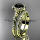 14kt yellow gold unique diamond engagement ring, engagement set, Black Diamond VD10080S