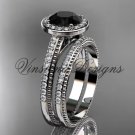 Unique 14k white gold diamond engagement ring, engagement set, Black Diamond VD10080S Unique 14k white gold diamond engagement ring, engagement set, Black Diamond VD10080S