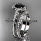 Platinum unique diamond engagement ring, engagement set, Black Diamond VD10080S
