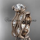 14k rose gold diamond engagement ring, "Forever One" Moissanite VD10081S