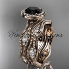 14k rose gold diamond engagement ring, Black Diamond VD10081S