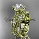 14k yellow gold diamond engagement ring, "Forever One" Moissanite VD10081S