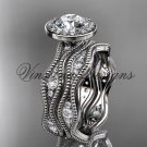 Platinum diamond engagement ring, "Forever One" Moissanite VD10081S