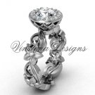 14kt white gold diamond leaf and vine, floral engagement ring VF301001