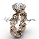 14kt rose gold diamond leaf and vine, floral engagement ring VF301001