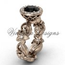 14kt rose gold diamond leaf and vine, floral engagement ring, Black Diamond VF301001 14kt rose gold diamond leaf and vine, floral engagement ring, Black Diamond VF301001
