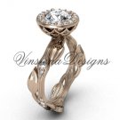 14kt rose gold diamond leaf and vine engagement ring VF301002