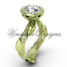14kt yellow gold diamond leaf and vine engagement ring, "Forever One" Moissanite VF301002
