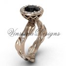 14kt rose gold diamond leaf and vine engagement ring, Black Diamond VF301002