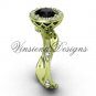 14kt yellow gold diamond leaf and vine engagement ring, Black Diamond VF301002