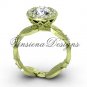 14kt yellow gold diamond leaf and vine engagement ring, "Forever One" Moissanite VF301004