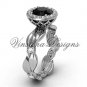 14kt white gold diamond leaf and vine engagement ring, Black Diamond VF301004