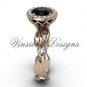 14kt rose gold diamond leaf and vine engagement ring, Black Diamond VF301004