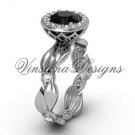 platinum diamond leaf and vine engagement ring, Black Diamond VF301004