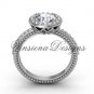 14kt white gold diamond engagement ring, "Forever One" Moissanite VF301005