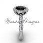 14kt white gold diamond engagement ring, Black Diamond VF301005