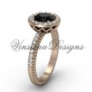 14kt rose gold diamond engagement ring, Black Diamond VF301005