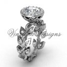 14kt white gold diamond leaf and vine engagement ring VF301006