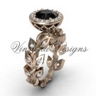 14kt rose gold diamond leaf and vine engagement ring, Black Diamond VF301006