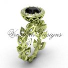 14kt yellow gold diamond leaf and vine engagement ring, Black Diamond VF301006