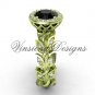 14kt yellow gold diamond leaf and vine engagement ring, Black Diamond VF301006