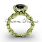 14kt yellow gold diamond leaf and vine engagement ring, Black Diamond VF301006