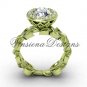 14kt yellow gold diamond leaf and vine engagement ring, "Forever One" Moissanite VF301007
