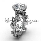 platinum diamond leaf and vine engagement ring, "Forever One" Moissanite VF301007 platinum diamond leaf and vine engagement ring, "Forever One" Moissanite VF301007