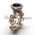 14kt rose gold diamond leaf and vine engagement ring, Black Diamond VF301007 14kt rose gold diamond leaf and vine engagement ring, Black Diamond VF301007