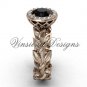 14kt rose gold diamond leaf and vine engagement ring, Black Diamond VF301007