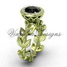14kt yellow gold diamond leaf and vine engagement ring, Black Diamond VF301007