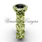 14kt yellow gold diamond leaf and vine engagement ring, Black Diamond VF301007