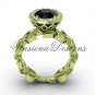 14kt yellow gold diamond leaf and vine engagement ring, Black Diamond VF301007