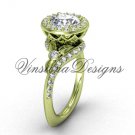 14kt yellow gold diamond leaf and vine engagement ring VF301008