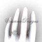 14kt white gold diamond leaf and vine engagement ring, "Forever One" Moissanite VF301008