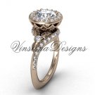 14kt rose gold diamond leaf and vine engagement ring, "Forever One" Moissanite VF301008 14kt rose gold diamond leaf and vine engagement ring, "Forever One" Moissanite VF301008