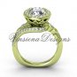 14kt yellow gold diamond leaf and vine engagement ring, "Forever One" Moissanite VF301008