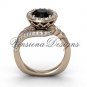 14kt rose gold diamond leaf and vine engagement ring, Black Diamond VF301008