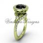14kt yellow gold diamond leaf and vine engagement ring, Black Diamond VF301008