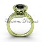 14kt yellow gold diamond leaf and vine engagement ring, Black Diamond VF301008